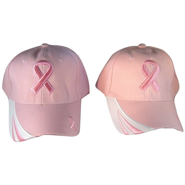 Y&W Set Of 2 Breast Cancer Awareness Pink Ribbon Baseball Caps Hats