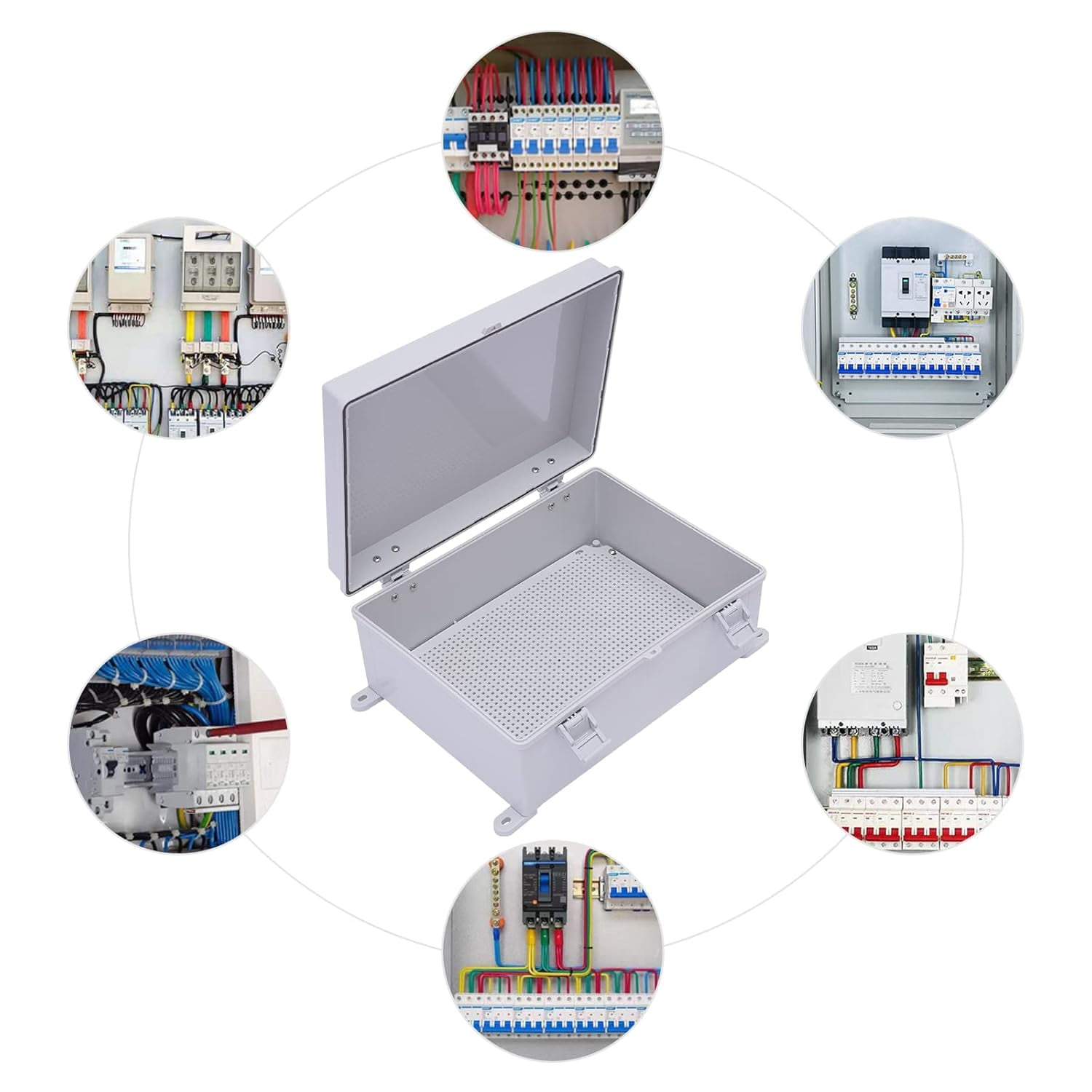 Junction Box,Outside Hinged Clear Cover Stainless Steel Latch IP67 Waterproof ABS Project Box,Electrical Box Enclosure(13.8x9.8x5.9 Clear)