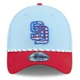 thumbnail image 2 of Men's New Era Light Blue/Red San Diego Padres 2025 Fourth of July 39THIRTY Flex Hat, 2 of 5