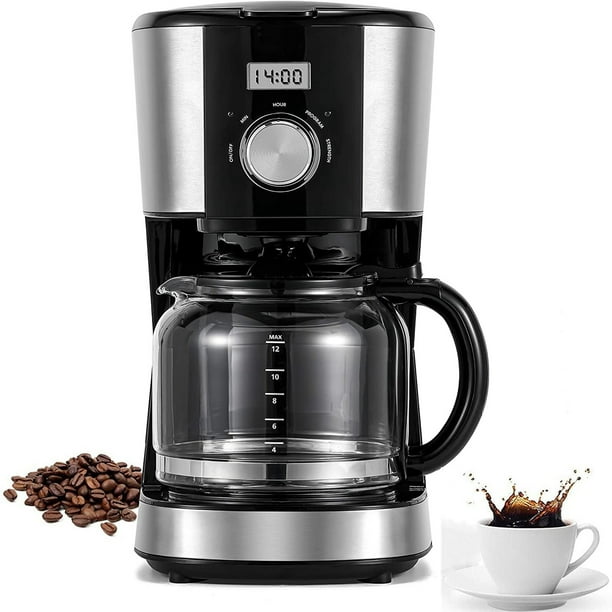Qleicom Coffee Maker 12 Cup Programmable Drip Coffee Machine Brew Strength Control With Glass Carafe For Home Office Black Walmart Com Walmart Com