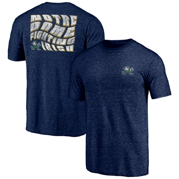 Men's Navy Notre Dame Fighting Irish Wavy Logo Tri-Blend T-Shirt