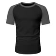 thumbnail image 4 of NinXxx Men's Fashion Casual Short Sleeve Raglan Top Dark Gray2 XXXL, 4 of 5