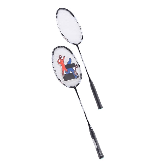 S-009 Sport Badminton Racket Carbon Alum Set Lightweight Badminton Racket with Carry Bag for Adult Beginner Training, Black White