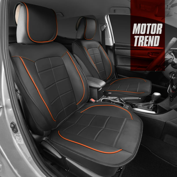 Motor Trend Premium Faux Leather Seat Covers For Front Seats Orange Universal Fit Car Truck Van And Suv Com - Motor Trend Premium Faux Leather Car Seat Covers