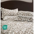 thumbnail image 4 of Chezmoi Collection Oversized Bedspread 128x120, Jacquard Matelasse Floral Damask Design, 5-Piece Lightweight Reversible Microfiber Coverlet Set Textured Dot Border, Super King, Taupe/White, 4 of 9