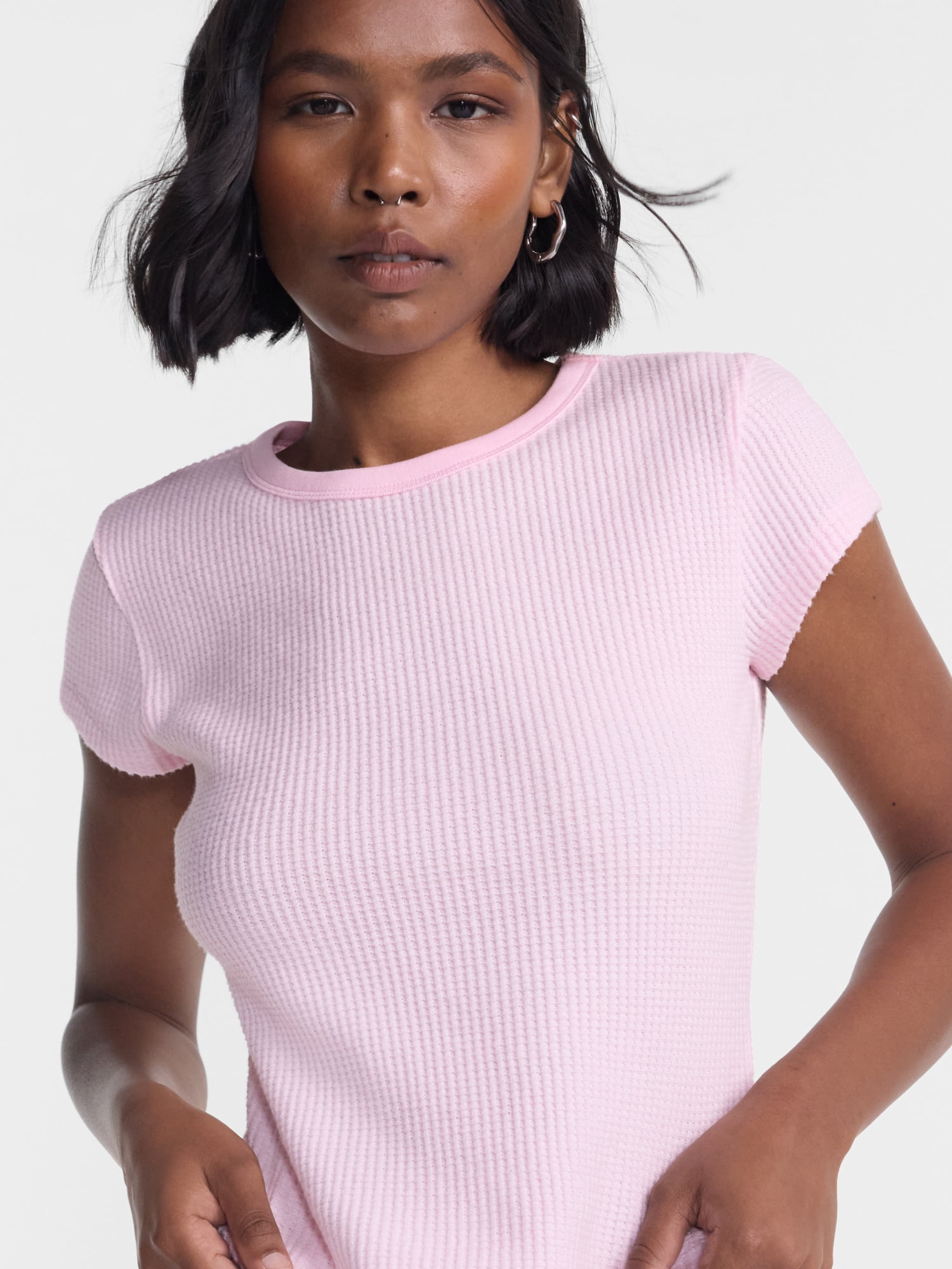 No Boundaries Waffle Knit Tee, Women’s XXS-XXL