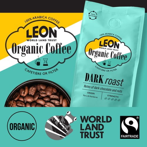 LEON Dark Roast Coffee Beans 200g, British Import (Pack of 2)