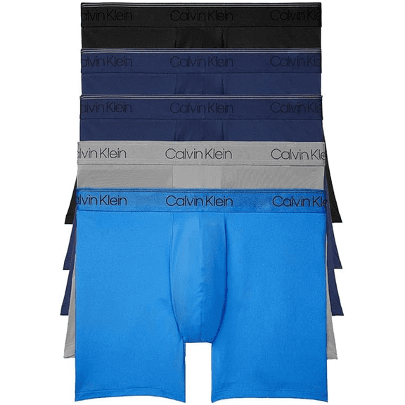Calvin Klein BLUE SHADOW/BLACK/MEDIUM GREY Men's 5-pack Boxer Brief, US Small