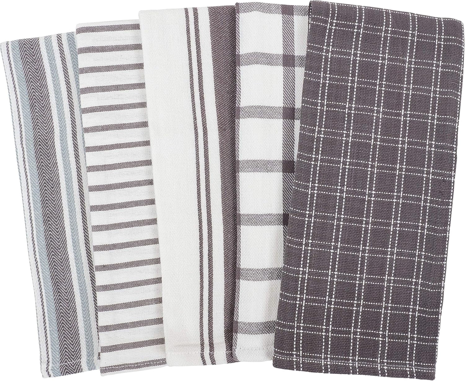 KAF Home Assorted Flat Kitchen Towels, 100% Cotton Dish Cloths, 18” x 28” Gray, 10-Pack