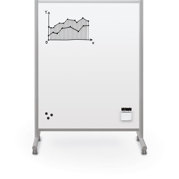 MooreCo Inklud Double Sided Magnetic Mobile Dry Erase Whiteboard 72H x 50W x 22D