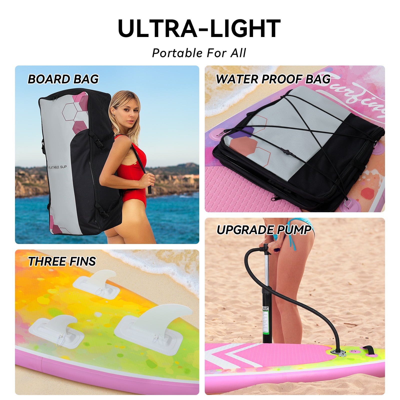 PULUOMIS Inflatable Paddle Board with Seat,Backpack,Hand Pump,Fins,Repair Kit - 11 Ft - Adult - Blue