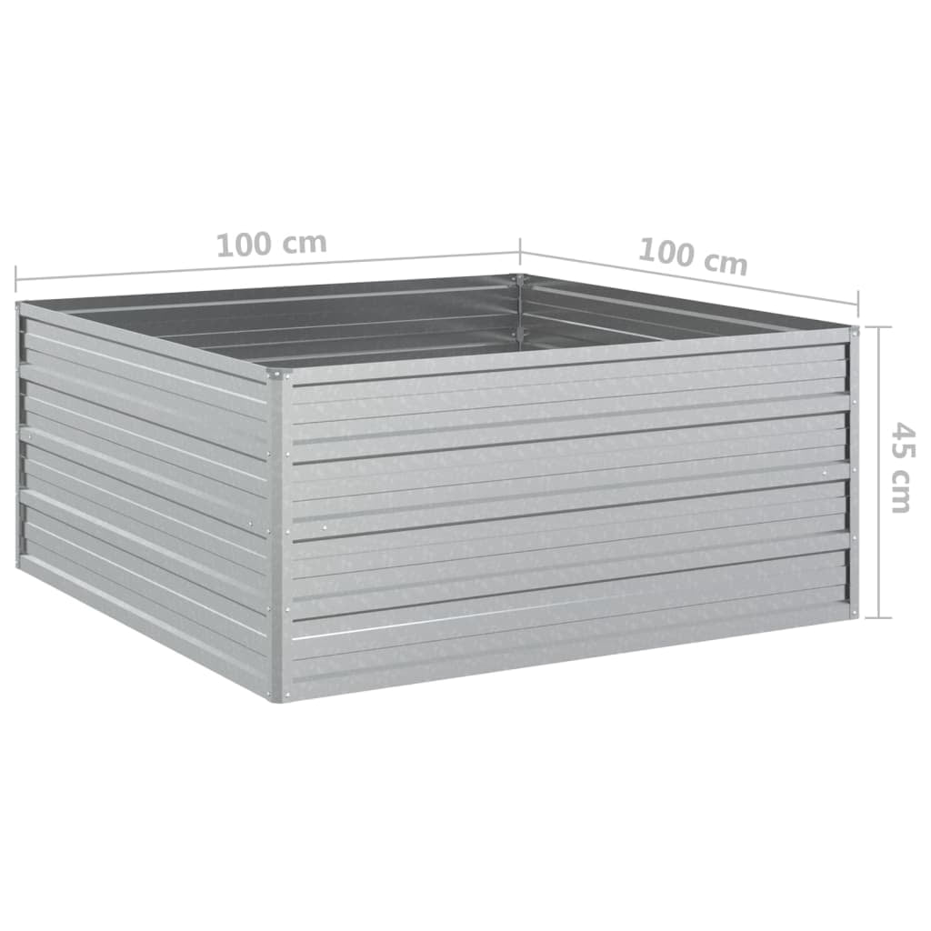 vidaXL Garden Raised Bed Galvanized Steel Silver Patio Flower Box Multi Sizes