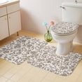 thumbnail image 2 of Farmhouse Brown Bath Mat 3 Piece Bathroom Rug Set, Vintage Flower Leaf Botanical Plant Non Slip Bath Rug Contour Mat and Toilet Lid Cover, Absorbent Shower Mats Soft Bath Rugs and Mats Sets, 2 of 8