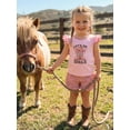 thumbnail image 6 of BemeyourBBs Toddler Baby Girl Cowgirl Outfits Western Baby Girl Summer Clothes Cowgirl Hat Letter Boot Print Fly Sleeve T Shirt Tops Plaid Shorts Set, 6 of 9
