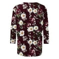 thumbnail image 4 of YUGYXL Womens Flower Graphic Tees 3/4 Length Sleeve Clothes Plus Size Tops Ladies Crew Neck Tunics Comfy Tshirts Going Out Shirts Sales, 4 of 5