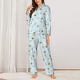 thumbnail image 2 of KLL Bee Flower Print Women's Long Sleeve Pajamas with Pants Sleepwear Loungewear 2 Set-X-Large, 2 of 7