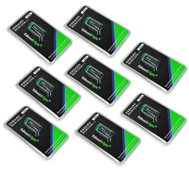 2-Pack EdisonBright 16340 RCR123A Rechargeable Li-ion Batteries - 650mAh With Box