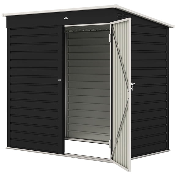 Outsunny 6' x 4' Outdoor Garden Shed, Metal Utility Shed with Lockable Door and Gloves for Backyard Garden Patio, Dark Gray