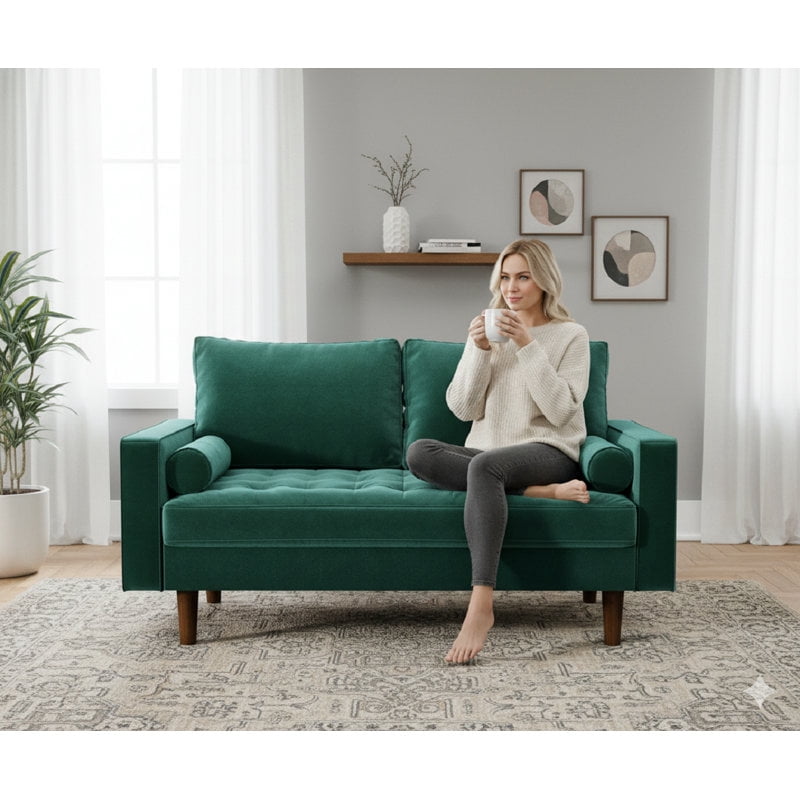 US Pride 58 Inch Velvet Loveseat Sofa with tufted seat