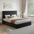 thumbnail image 4 of Amolife Full Dutch Velvet Upholstered Platform Bed Frame with a Vertical-Channel-Tufted, Adjustable Headboard, Black, 4 of 8