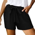 thumbnail image 4 of Linen Shorts for Women Summer Casual Elastic Waist Wide Leg Loose Fit Lightweight Beach Shorts with Pockets, 4 of 6