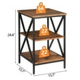 thumbnail image 3 of HomGarden Industrial End Table 3-Tier Square Sofa Side Table Modern Metal Frame Rustic Brown, 3 of 9