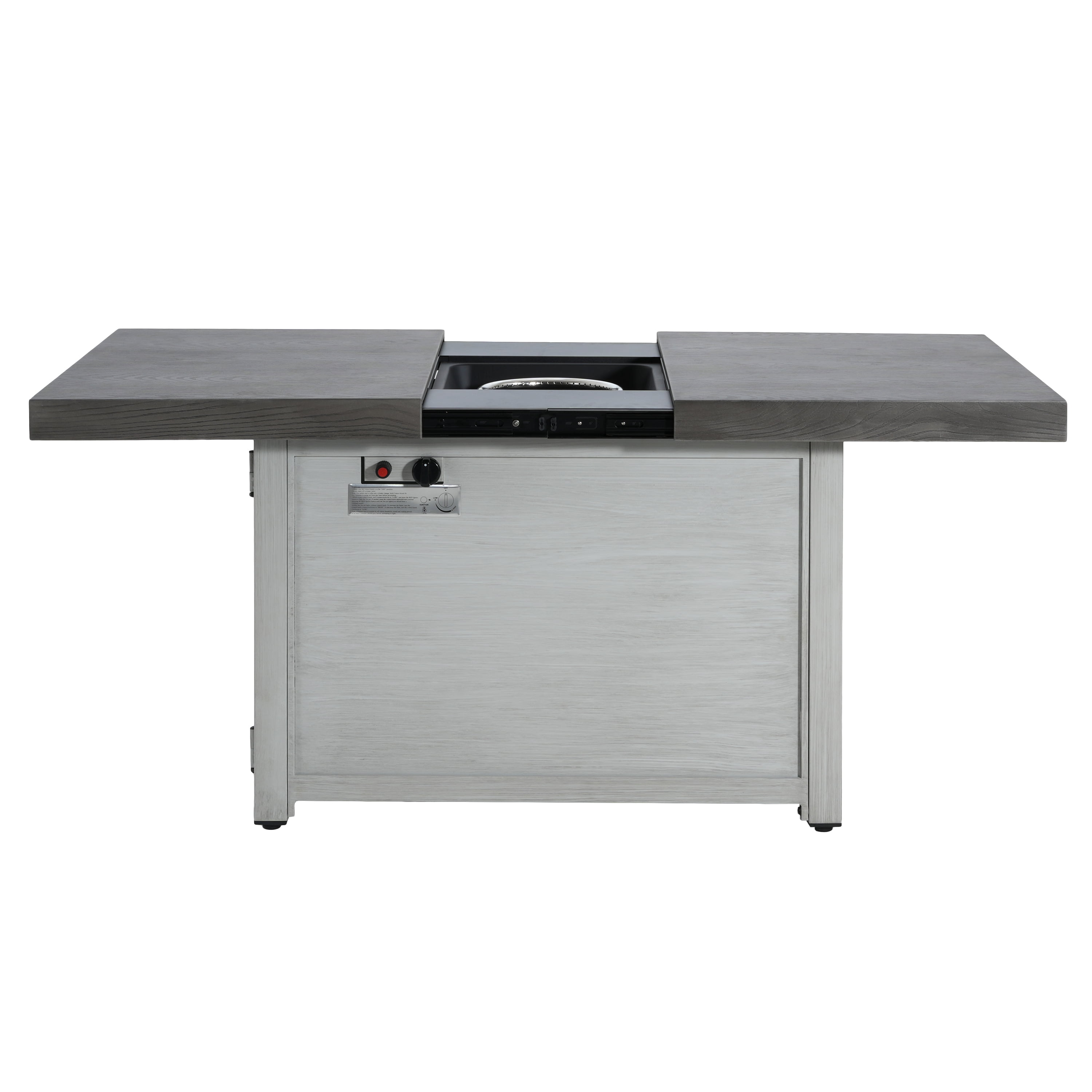 Mintazer 60" Extendable Rectangle Aluminum Fire Pit Table, 50,000 BTU Propane Fire Pits for Outdoor with Lid and Lava Rock,Dark Gray