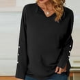 thumbnail image 2 of asddcavvf Bikinis Sets for Women Women's V Neck Long Sleeve Button Cuff Top Solid Color Casual Loose, 2 of 9
