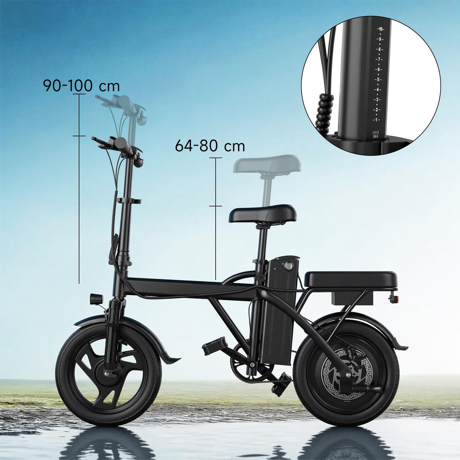 Electric Bike Black 500W 48V, 14' Mini Ebike for City Commuter, 20MPH Class 2 Folding Electric Bicycle for Adult with Two Seats UL2849