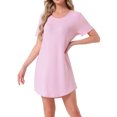 thumbnail image 1 of Camisón T-shirt de mujer Inspire Chic, vestido de pijama de rayas coloridas, camisón de manga corta, 3XL, rosa, 1 of 6