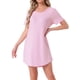 thumbnail image 1 of INSPIRE CHIC Camisón de Mujer T-shirt Vestido Colorido a Rayas con Mangas Cortas Camisón M Rosa, 1 of 6