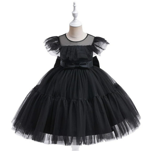 Girls Tulle Flower Girl Dress Elegant Ruffled Tiered Tutu Gown for Wedding Party Birthday