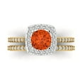 thumbnail image 2 of Clara Pucci 14K Yellow/White Gold 1.495 Simulated Red Diamond Engraveable Engagement Ring + Wedding Band Set, 2 of 7