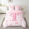 thumbnail image 2 of jejeloiu Personalized Letter T Twin Bedding Sets 7-Piece,Monogrammed Theme Bedding Comforter Set,Ribbon Bow Knot Sheet Sets,Ultra Soft Bedroom Decor Reversible, 2 of 8
