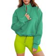 thumbnail image 1 of Sudadera Sudaderas informales para mujer, traje de vacaciones de mezcla de algodón con cordón y dobladillo con media cremallera Ygjytge Verde T XXL para Mujer, 1 of 7