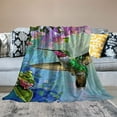 thumbnail image 2 of Autua Hummingbird Flowers Blue Sky Warm Lightweight Blanket Soft Fleece Throw Blanket Living Rooms Sofa Decor Cow Gifts All Seasons Plush Blankets 50x60in, 2 of 6