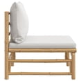 thumbnail image 2 of vidaXL Garden Middle Sofa with Light Grey Cushions Bamboo, 2 of 5