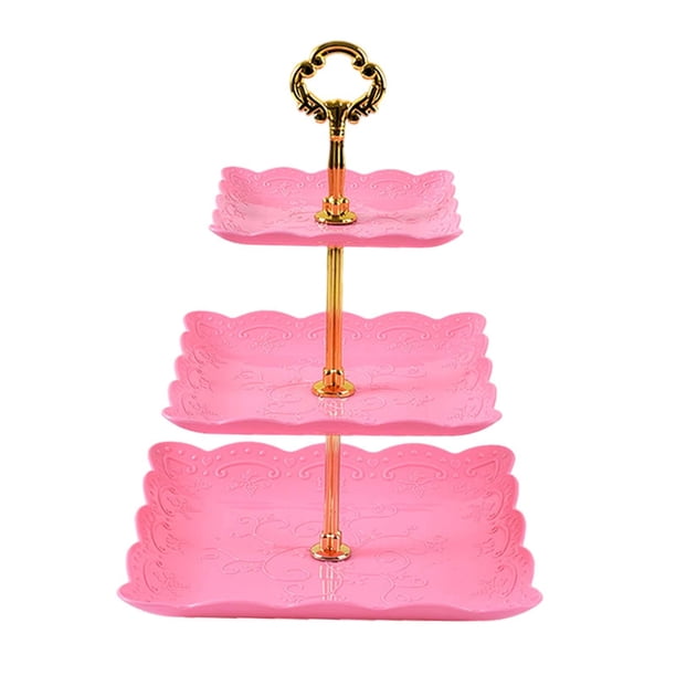 Soporte para cupcakes, soporte de exhibición para pasteles, centro de mesa, plato de fruta, bandeja de servicio escalonada para fiesta, decoración de Oro Rosa