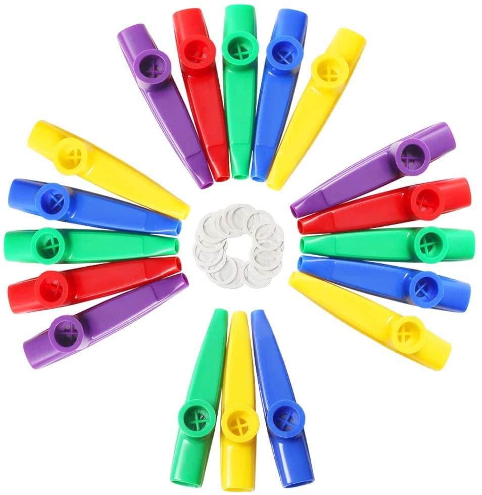 18 Pcs Kids Kazoos, Plastic Kazoo with 20 Pcs Kazoo Flute Diaphragms