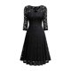 thumbnail image 1 of Gibobby Vestidos cortos de mujer Vestido de mujer con cuello de encaje vintage y cintura metida con encaje(Negro,XL), 1 of 3