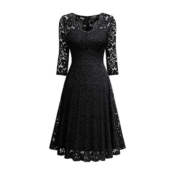 Ketyyh-chn99 Womens Formal Gowns and Evening Dresses Evening Dresses for Wedding Floral Midi Dress Ladies' Vintage Elegant Evening Dress Cocktail Dress Black,M