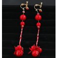 thumbnail image 3 of CHAO Joyería nupcial Tiara nupcial Flor con flecos rojos Diadema para el cabello, 3 of 4