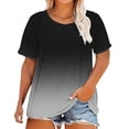 thumbnail image 2 of Tittly Womens T Shirts Cotton Shirts Tops Plus Size Summer Tops for Women Plus Size Round Neck Short Sleeve T Shirt For Women; Summer Loose T Shirt Casual Top. Black, 2 of 5