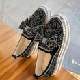 thumbnail image 4 of Fesfesfes Black Loafers Women Round Toe Fashion Shoe Bow Sequin Solid Color Platform Casual Ladies Shoes 36(5.5), 4 of 5