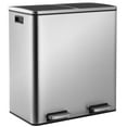thumbnail image 2 of TLSUNNY 16 Gallon Dual Garbage and Recycling Can, Stainless Steel Step Trash Can with 2 Inner Buckets, 2 of 9