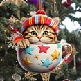 thumbnail image 5 of Cat Christmas Tree Ornaments 3D Printed Small Kitten Hanging Pendants for Home Acrylic Cute Xmas Decorations for Cat Lovers Gifts Car Backpacks Holiday Party Decor (D), 5 of 7