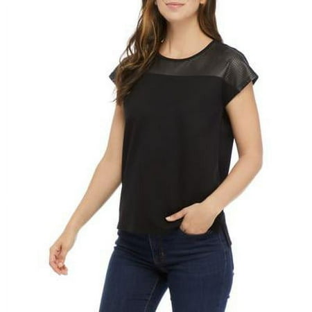 Anne Klein ANNE BLACK Dolman Pleather Top, US X-Large
