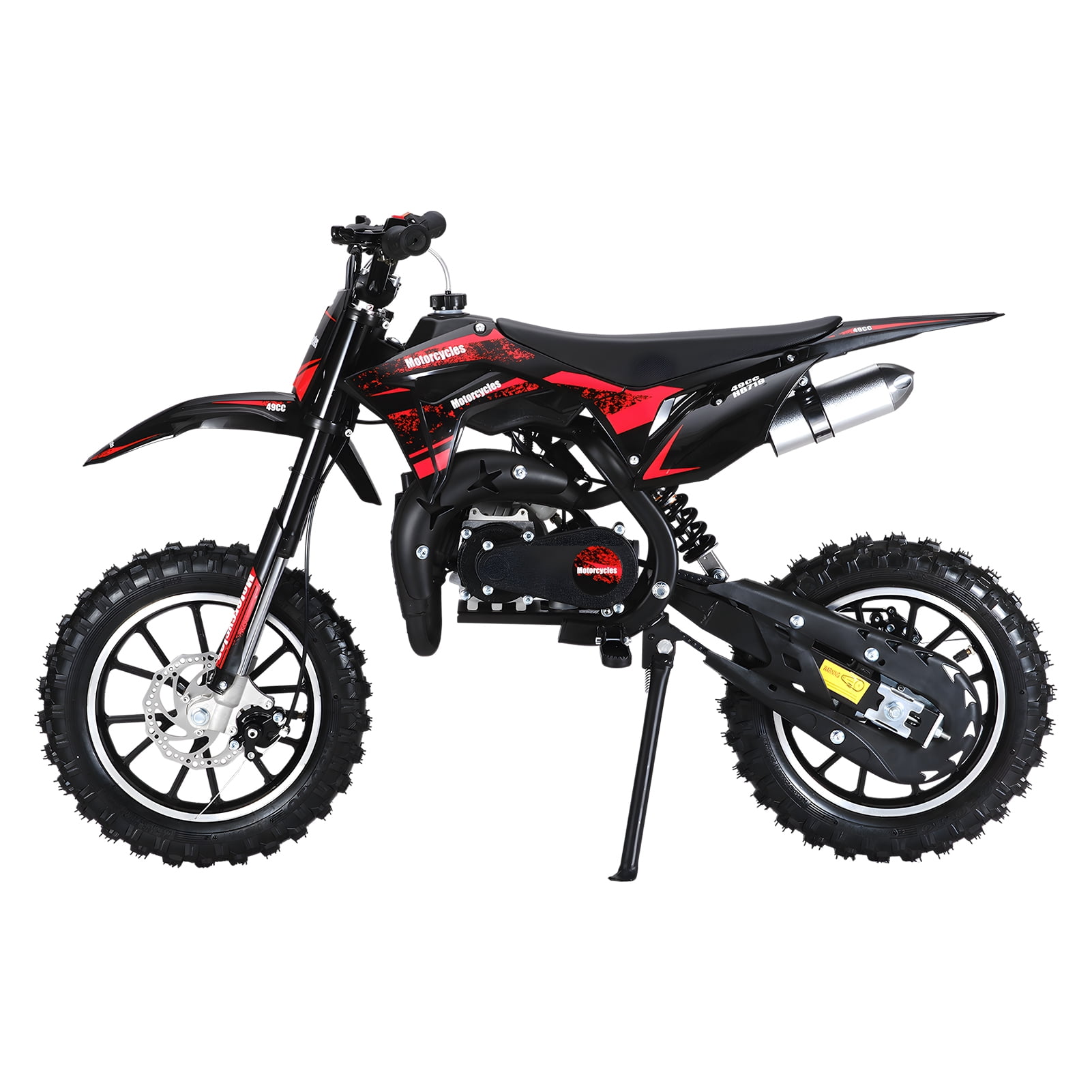 WETS 49cc 2-Stroke Youth Dirt Bike - Gas Powered with Hydraulic Suspension, 10" Off-Road Tires & High-Performance Engine (Red)