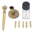 thumbnail image 1 of Quill Pen Set, Exquisite Pattern Retro Elegance Feather Pen Set With 5 Interchangeable Nib For Business For Student For Birthday Dark Purple, 1 of 8