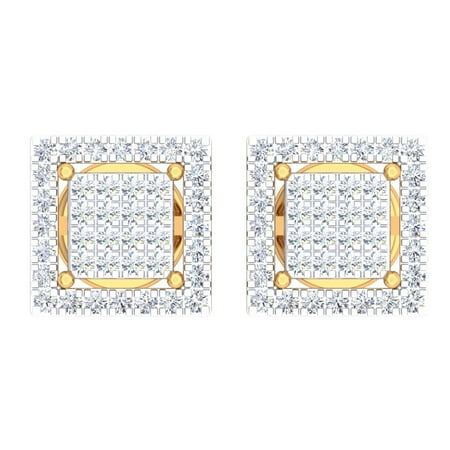 10k Rope Earrings Dazzlingrock Collection 0.32 Carat (Ctw) 10K Round White Diamond Square Shaped Stud Earrings 1/3 CT, Yellow Gold ()